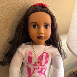 Stylish Doll with Red Bow and Necklace